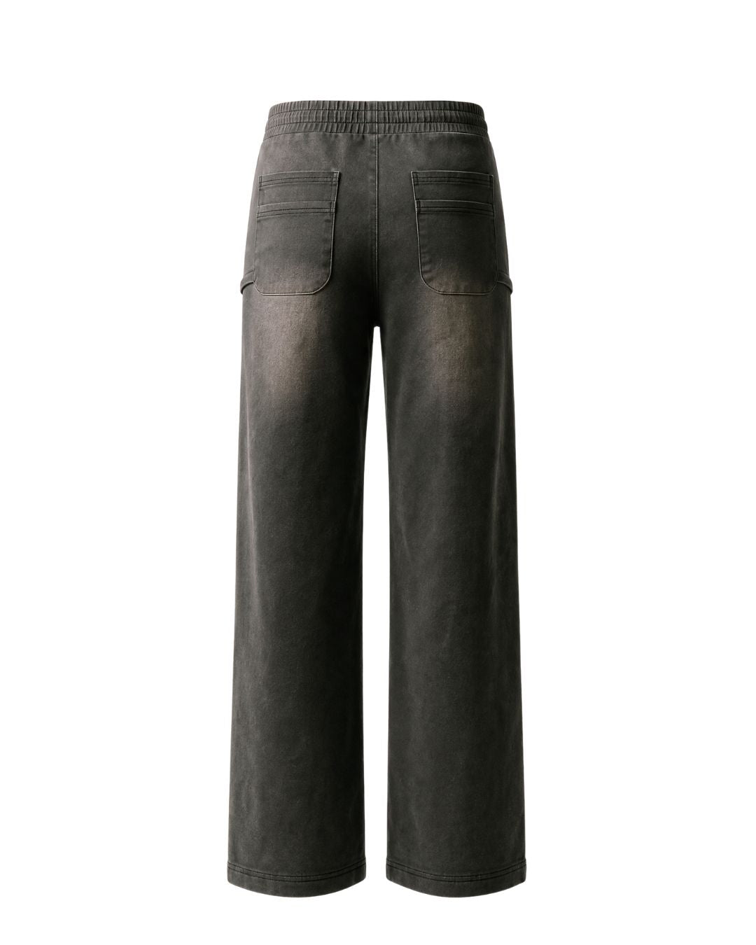 Product shot of back angle of the Grey 90 Sweatpants with four back pockets.