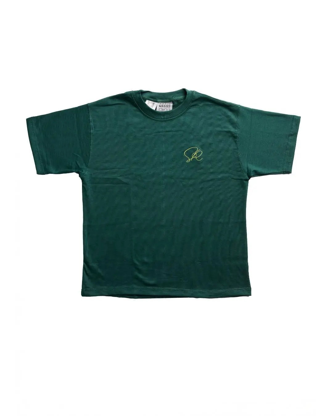 Small and Rare green cotton streetwear tee in slim fit with crew neckline and short sleeves
