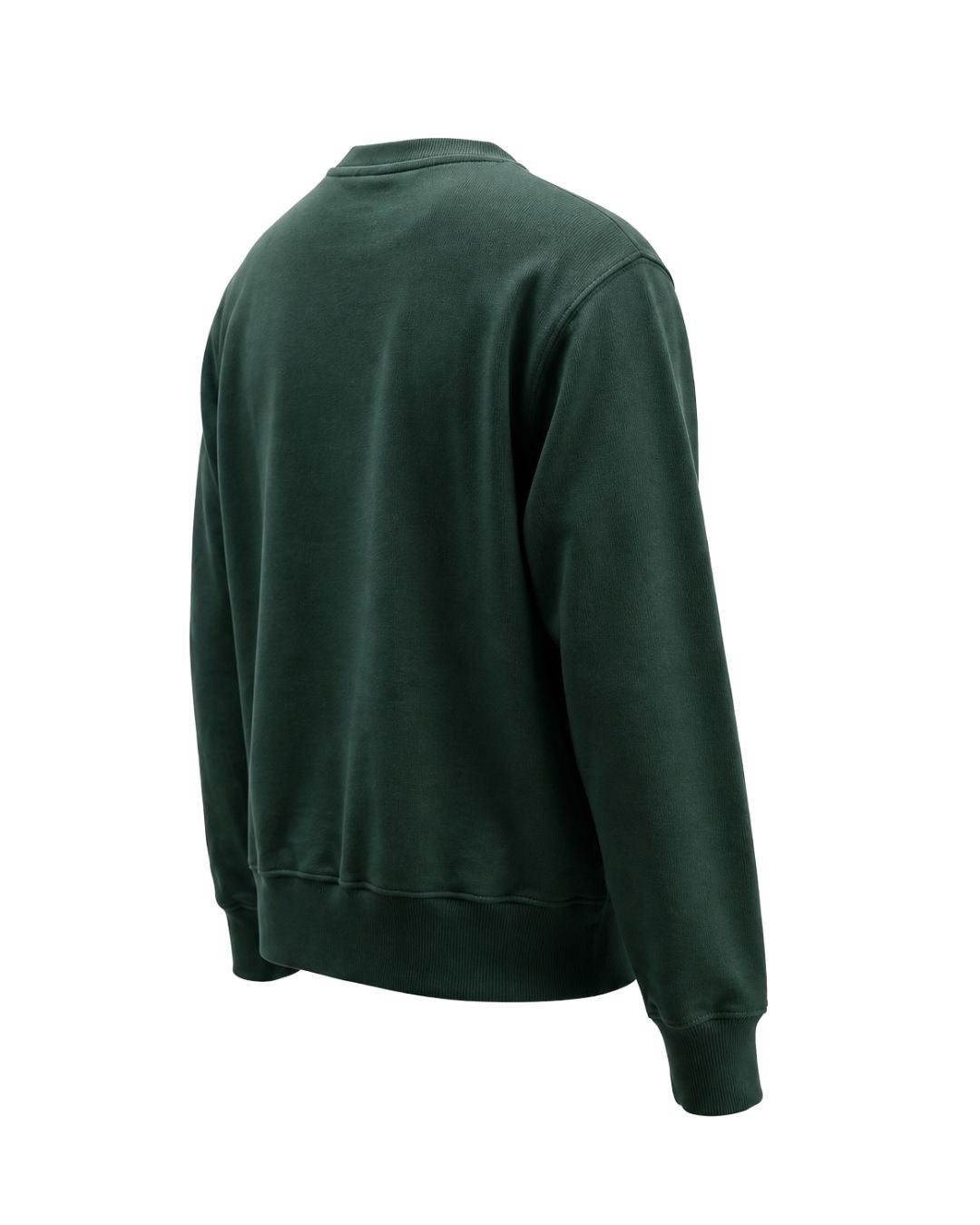 Product shot of Green Core crewneck sweatshirt from the side-back angle.