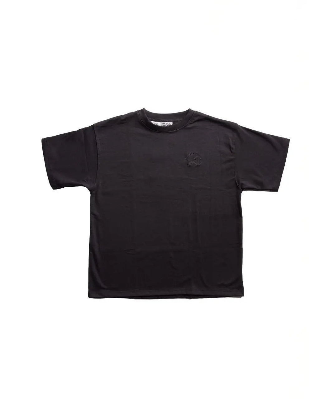 Black core streetwear tee by SMALL AND RARE, slim fit unisex black cotton jersey shirt with crew neckline and short sleeves