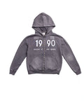 Small and Rare Grey90 oversized relaxed fit cotton/polyester blend streetwear hoodie with zip closure and drawstring hood