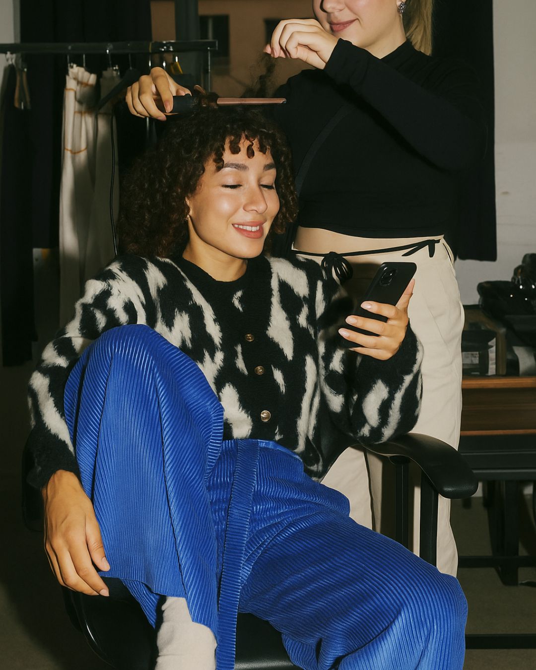 Close-up of soft knit texture highlighting subtle ribbing and delicate edges on the J Cardigan from a front angle